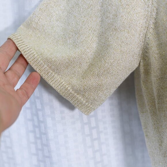 Drapers & Damons Sweater Womens L Gold Metallic Knit Sparkly Stretchy Pullover - Picture 4 of 8